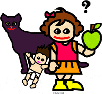 Leora eet een appel