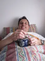 Koffie op bed.. dat hoort erbij ;-) En stroopwafels (voor wie ze in de andere foto's nog niet opgemerkt had ;-)